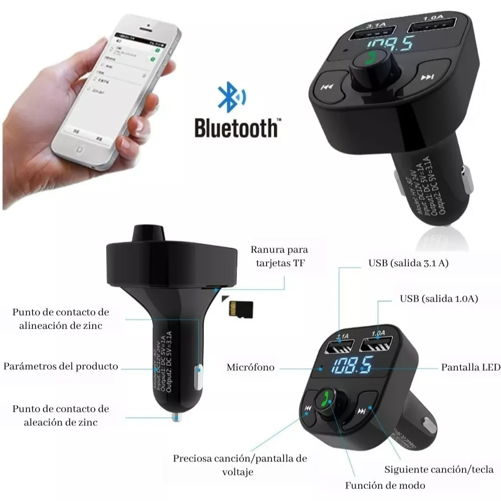 Receptor Bluetooth Autos Mp3
